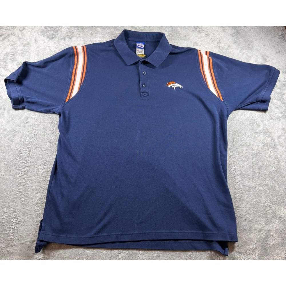Denver Broncos Reebok Polo Shirt Mens XL Navy Blue NFL Team Apparel